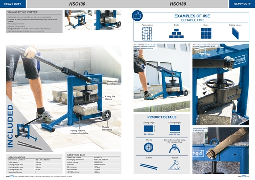 SCHEPPACH rezač kamena HSC130, 4 oštrice, visina rezanja 140mm
