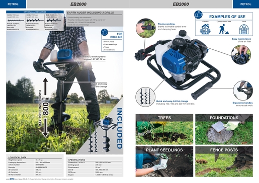 SCHEPPACH bušač rupa EB2000, 1450W, 800mm, 52cm³