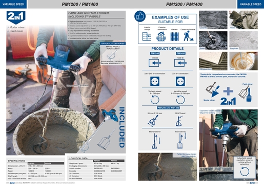 SCHEPPACH ručni mikser PM1400, 1400W, 700 okretaja/min.
