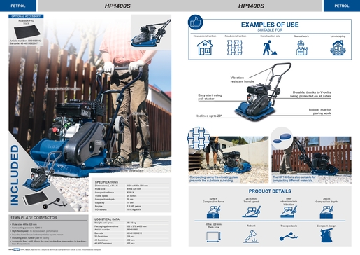 SCHEPPACH vibracijska ploča HP1400S, 1400W, 2,0KS, 13000N, 490x320mm