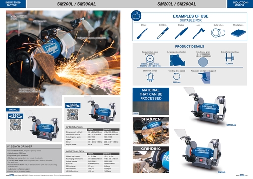 SCHEPPACH dvostruka brusilica s LED-om SM200L, 500W, 230-240V, 200mm