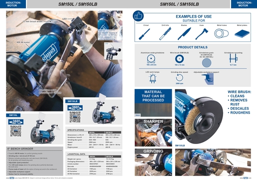 SCHEPPACH dvostruka brusilica s četkom SM150LB, 400W, 50Hz, 230-240V, 150mm