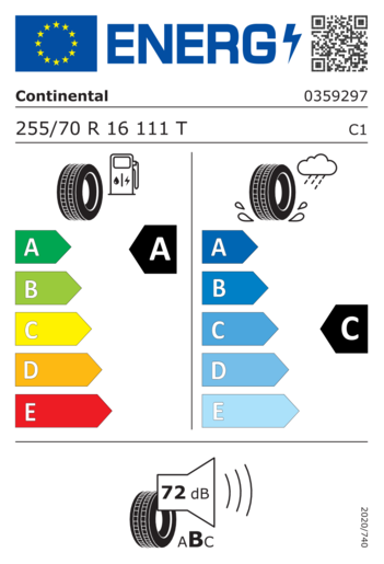 Continental 255/70R16 Cross rx 111T,Pot: A,Pri: C,Buka: 72dB