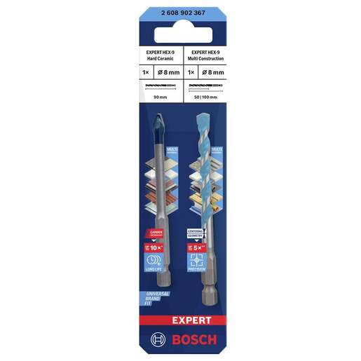 BOSCH Professional tvrdo keramičko svrdlo EXPERT HEX-9 HHC HEX-9 Multi Construction 8mm, 2 kom.