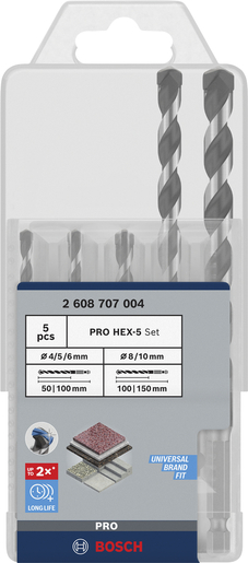 BOSCH Professional set svrdla PRO HEX-5  4/5/5/6/6/7/10 7/1mm, 7 kom.