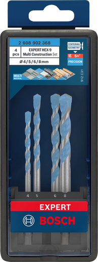 BOSCH Professional set svrdla EXPERT HEX-9 Multi Construction 4/5/6/8mm, 4 kom.