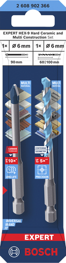 BOSCH Professional svrdle EXPERT HEX-9 HC i HEX-9 Multi Construction 6mm, 2 kom.