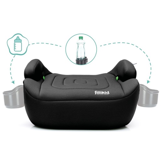 Fillikid Booster/sjedalo za auto Flip deluxe (125-150 cm) s podesivim Isofix priključkom i držačem za čašu, crna