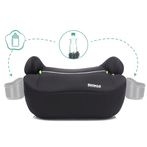 Fillikid Booster/sjedalo za auto (125-150 cm) s Isofix priključkom i držačem za čašu, crna