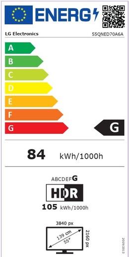 LG 55" QNED AI TV 55QNED70A6A, 4K UHD, webOS Smart TV, HDR10