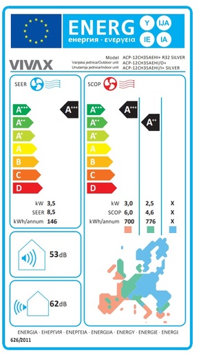 VIVAX COOL, klima uređaji, unutarnja jedinica, ACP-12CH35AEHI/I+ SILVER