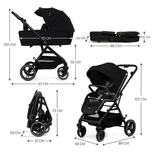 Kinderkraft dječja kolica Yoxi 2u1, Pure Black