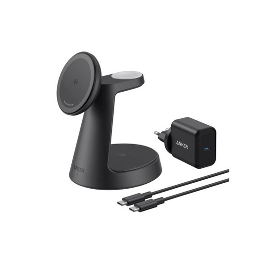 Anker stanica za bežično punjenje 3u1 MagGo 15W, crni