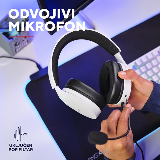 Trust GXT 490W Fayzo žičane gaming slušalice, bijele