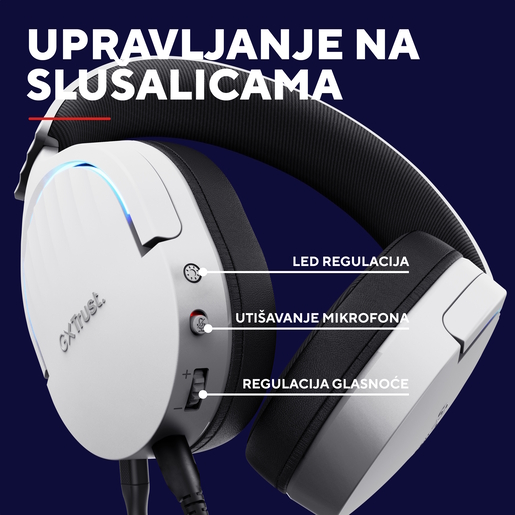 Trust GXT 490W Fayzo žičane gaming slušalice, bijele