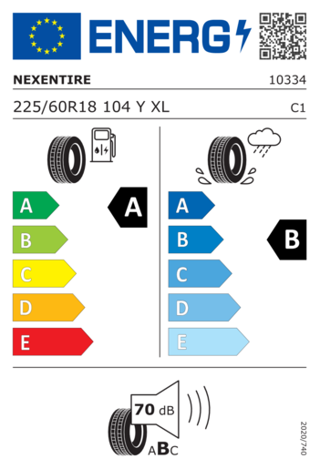 Nexen 225/60R18 N fera sport * XL 104Y,Pot: A,Pri: B,Buka: 70dB