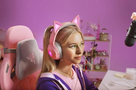 Razer Kraken Kitty V2, žične slušalice, on-ear, Quartz Edition, RZ04-04730200-R3M1