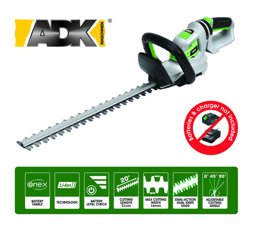 ADK akumulatorski šišač za živicu SF8A612, 20V, 1550 o/min, duljina rezanja 51 cm, promjer rezanja 16 cm