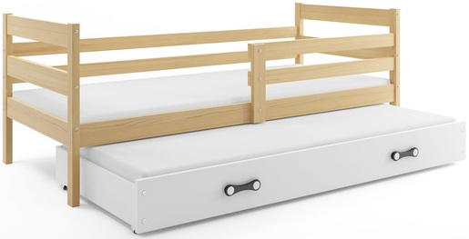 Drveni dječji krevet Erik s dodatnim krevetom -  svijetlo drvo - 200x90 cm - Gratis  8cm madrac