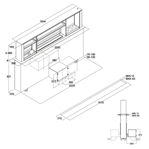 Fim airworks kuhinjska napa Copernico 180, crna mat