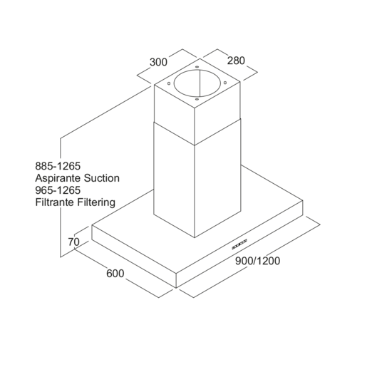 Fim airworks kuhinjska napa Pyxis Island 90 Crna Mat