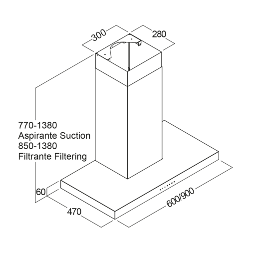 Fim airworks kuhinjska napa Norma 90 crni Inox + crno staklo
