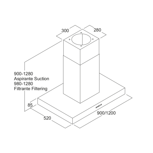 Fim airworks kuhinjska napa Aquila Island 120 Inox