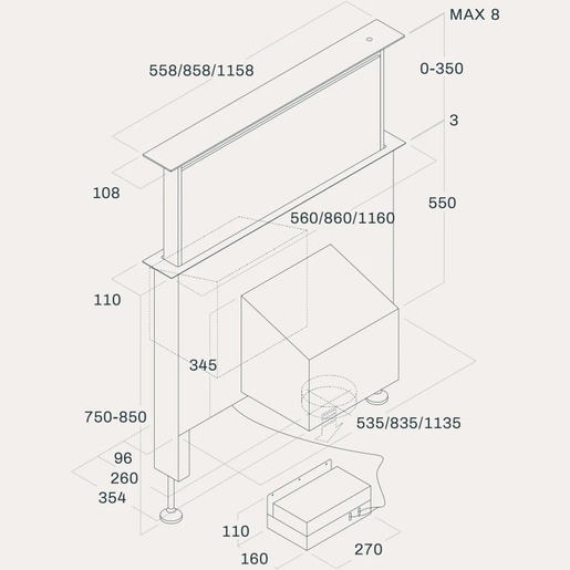 Fim airworks kuhinjska napa Newton Panel 116 Crna Mat