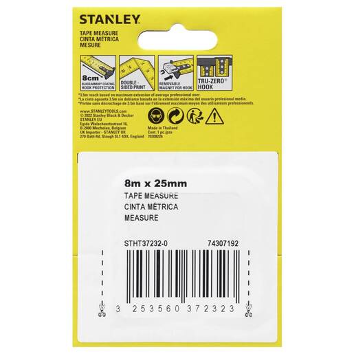 STANLEY metar CONTROL-LOCK, 8m/25mm, obostrana traka