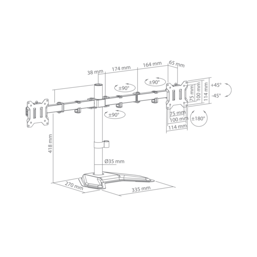 Stolni stalak za 2 monitora SBOX LCD-F024-3, 17-32"