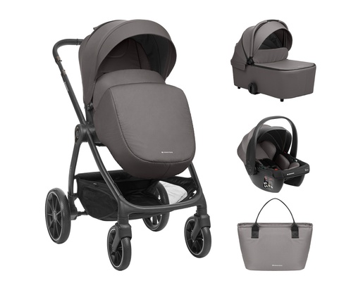Kikka Boo kolica 3u1 Modena + košara + autosjedalica, Dark Grey