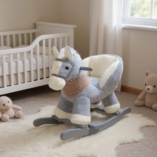 Bertonne konjić na ljuljanje s naslonom, sivi konj