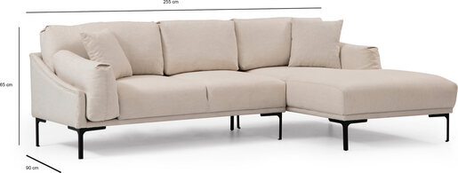 Kutna garnitura LEO, desna, krem, Leo Corner Right - Cream