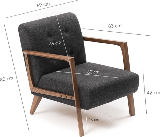 Fotelja, Tamno siva, Kemer - Dark Grey