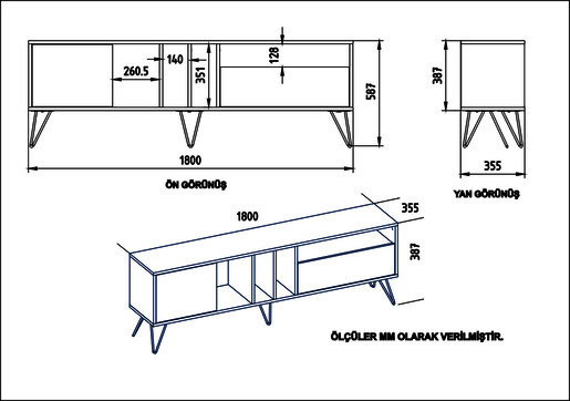 Stalak za televizor, Mistico (180) - Walnut, White