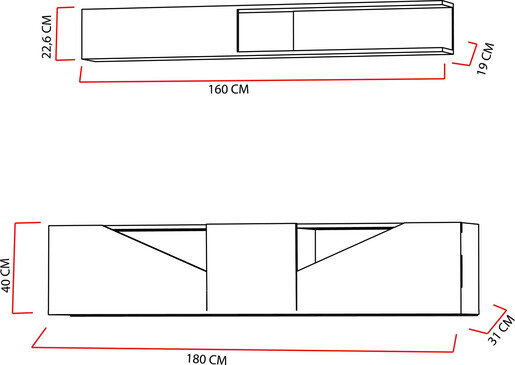 TV jedinica, Taç - Walnut, Black