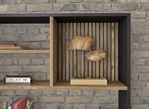 Polica za knjige LUKE, drveno, crna boja, atlantski bor