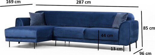 Kutna garnitura, IMAGE, lijeva, mornarsko plava, Image Corner Left ( Chl-3R ) - Navy Blue