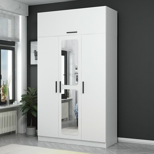Garderoba, Kale 3 Kapak Aynalı 235 - White