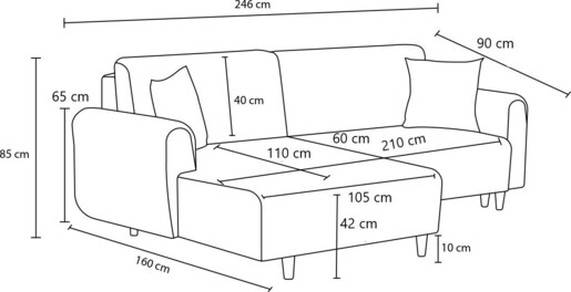Kutna garnitura na razvlačenje Mane desni - Cream