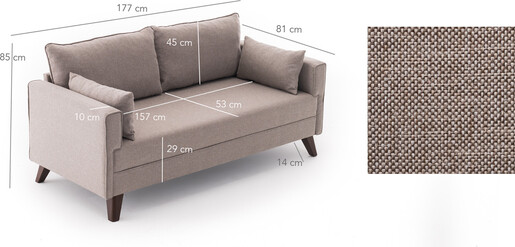 Dvosjed BELLA bež, Bella Sofa For 2 Pr - Cream