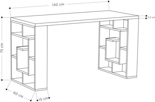 Radni stol, Bijela boja Tamni hrast, Maze - White, Dark Oak