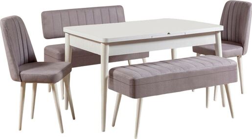 Set stola i stolica (5 komada), Vina 0701 - 4 - White, Grey