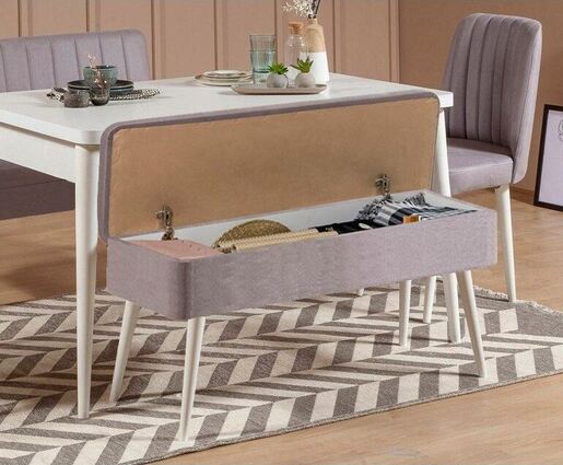 Set stola i stolica (5 komada), Vina 0701 - 4 - White, Grey