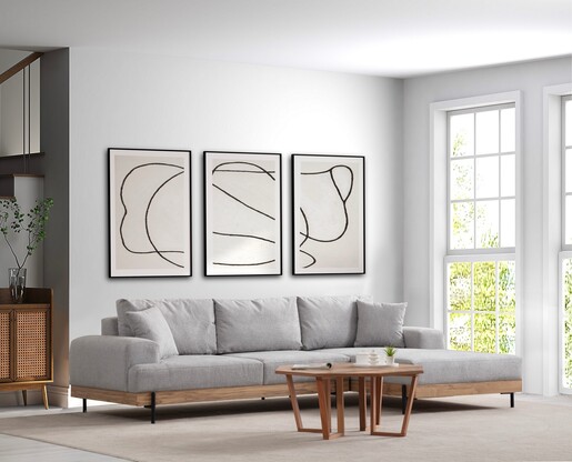 Kutna garnitura Eti Oak desni - sivi