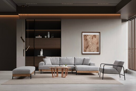 Kutna garnitura Eti Oak desni - sivi