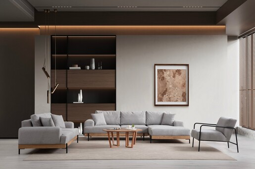 Kutna garnitura Eti Oak desni - sivi