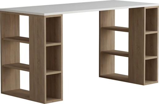 Radni stol, Bijela boja hrast, Colmar - White, Oak