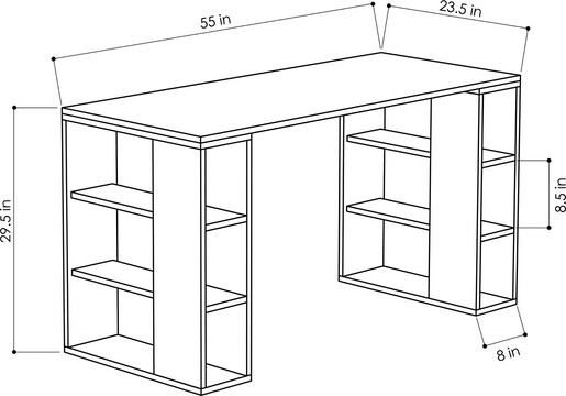 Radni stol, Bijela boja hrast, Colmar - White, Oak