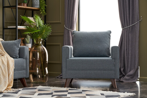 Fotelja BELLA plava, Bella Soft Tekli Koltuk - Blue